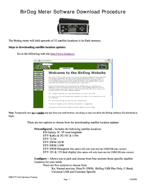 Bird Dog Satellite Meter Software Update  Form