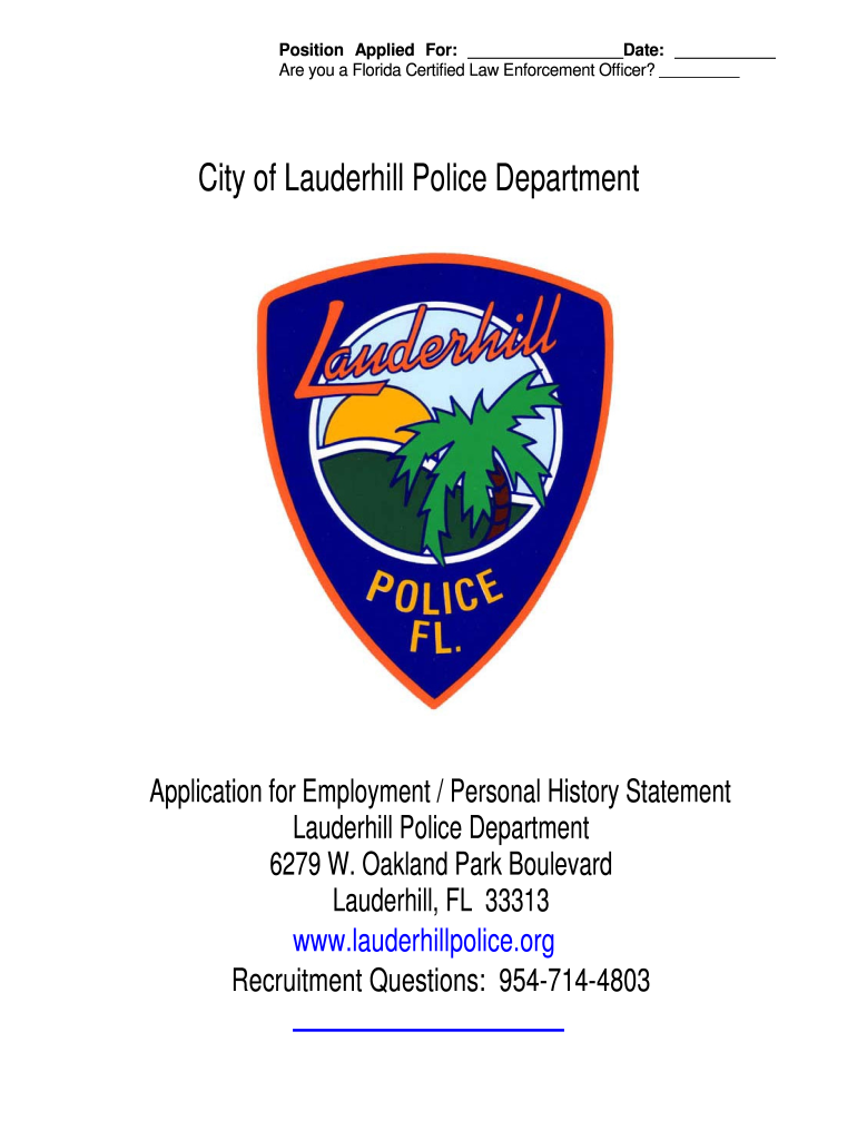 City of Lauderhillpolice Department Internet Form