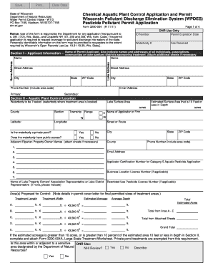 Form 3200 004 Chemical Aquatic Plant Control Application and Dnr Wi