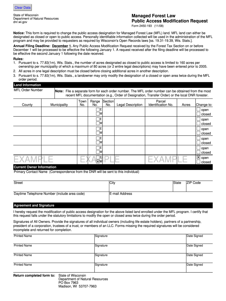 Managed Forest Law Public Access Modificationrequest Form2450 193