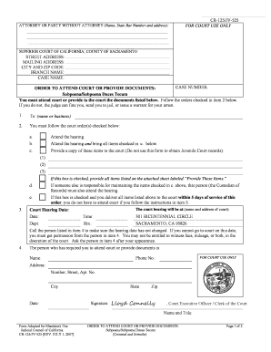 Sample Subpoena Employment Records  Form