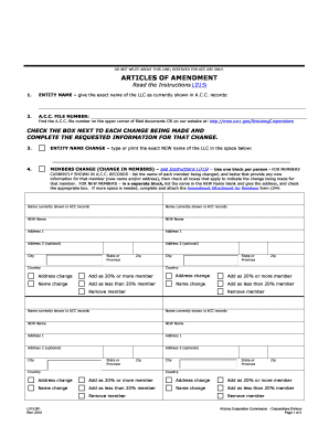 Azcc Articles of Amendment Form