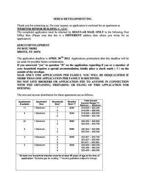 Sebco Apartments Application  Form