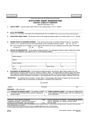Arizona Statutory Agent Resignation Form