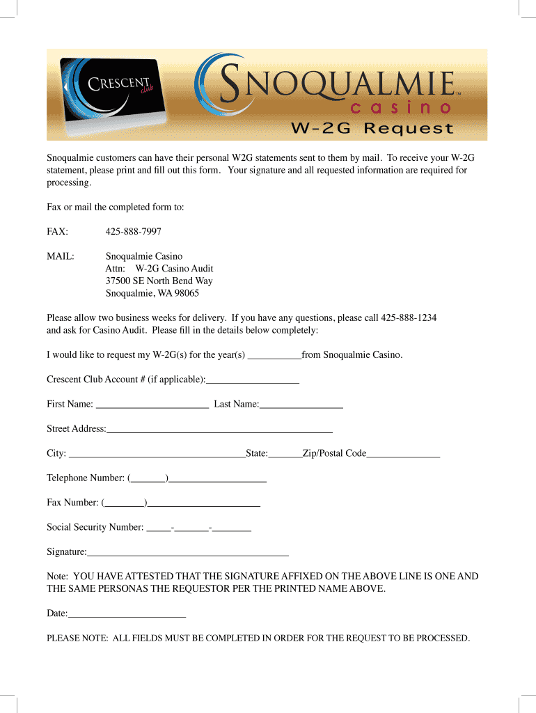 W 2g Request  Form