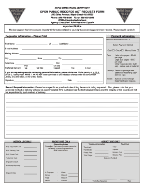 Maple Shade Opra Request Form