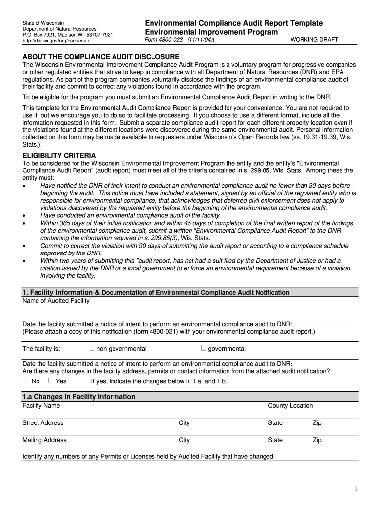  Compliance Audit Program Template 2004