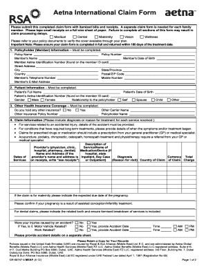  Aetna Claim Form 2012-2024