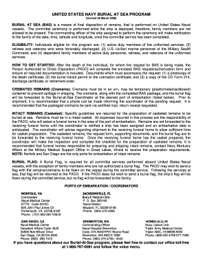 Us Navy Burial At Sea Forms - Fill Out and Sign Printable PDF Template |  signNow