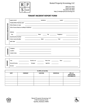 Tenant Incident Report Form