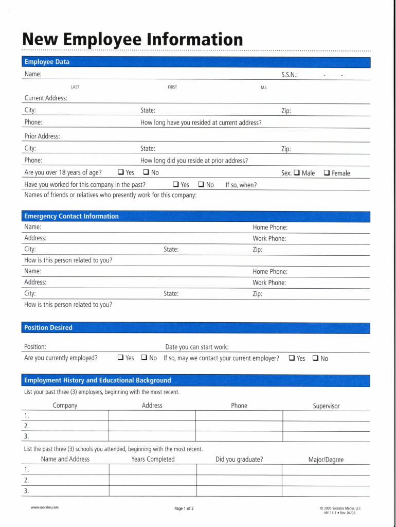 Free Printable New Employee Forms Printable Templates