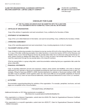 BOE 277 LLC California State Board of Equalization State of Boe Ca  Form