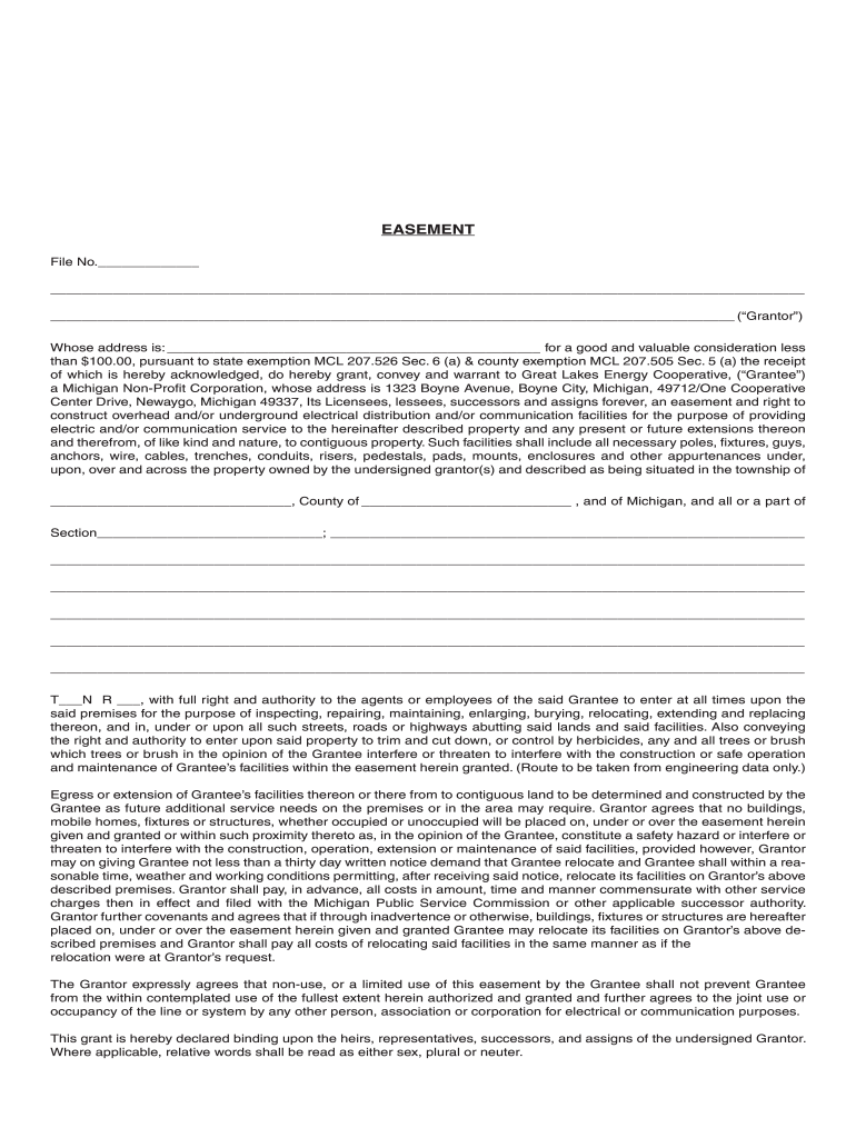 Right of Way Easement Form