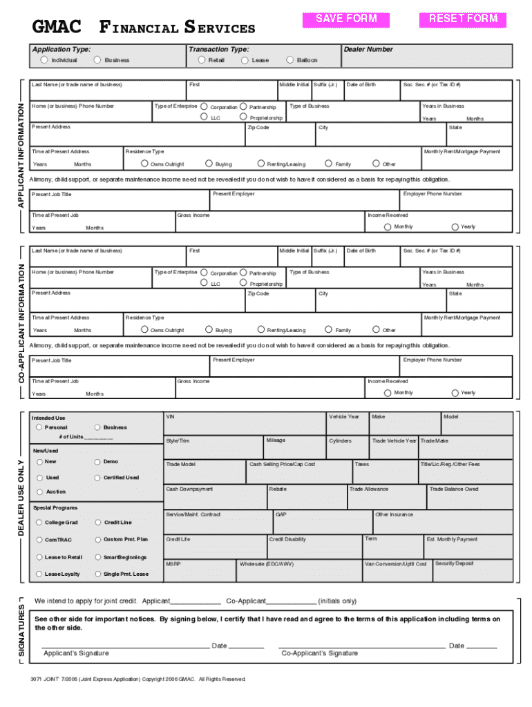 Ally Credit Application  Form