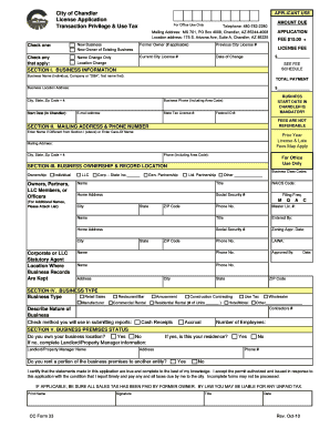 Chandler Transaction Privilege Tax  Form