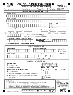 Orthonet Fax Request Form
