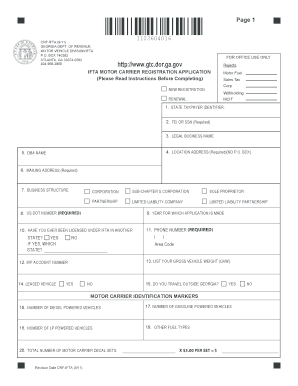 Crf Ifta Motor Carrier Registration Form Ga