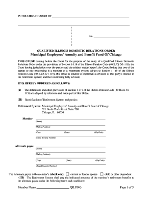 Qualified Illinois Domestic Relations Order Municipal Employees Annuity and Benefit Fund of Chicago PDF Form