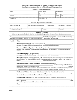 Affidavit of Forgery Template  Form
