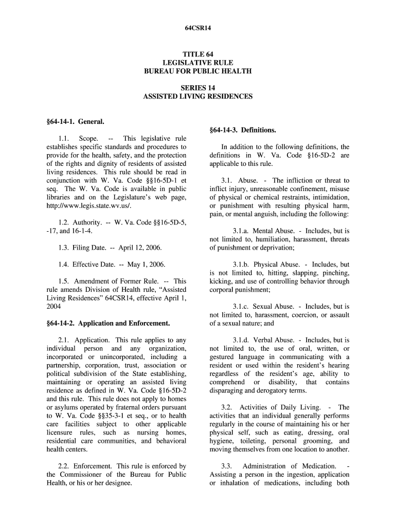 TITLE 64 LEGISLATIVE RULE BUREAU for PUBLIC  Form