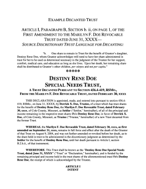 Example of Decanted Trust Missouri Bar Mobar  Form