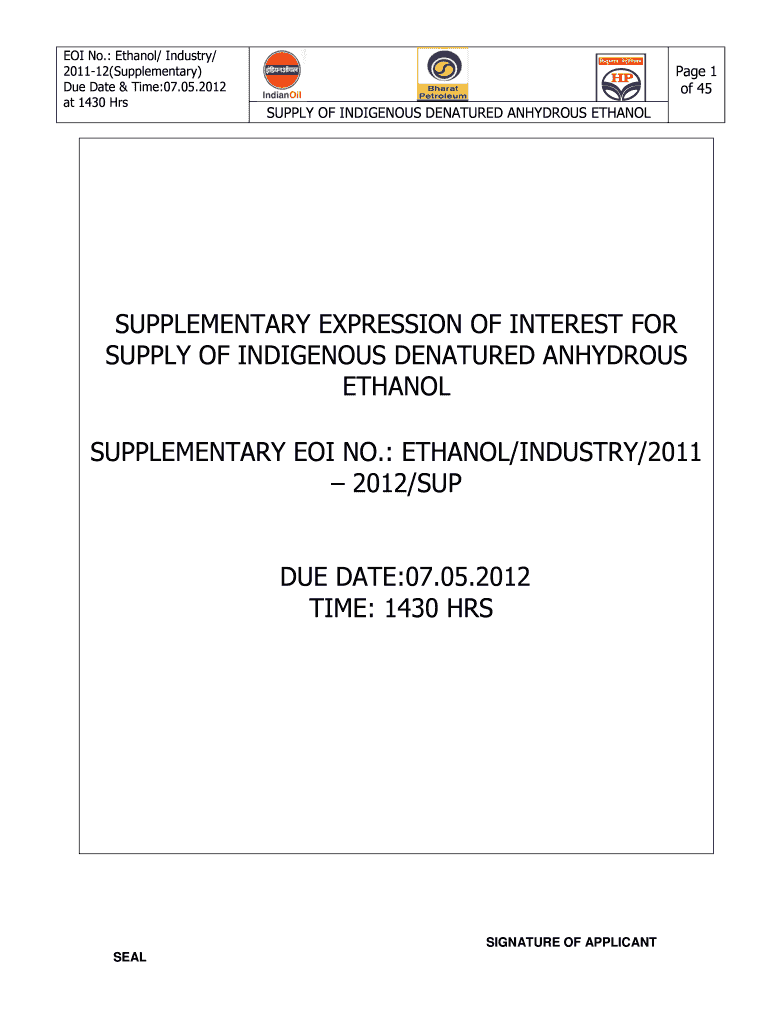 Supplementary Expression of Interest for Supply of Indigenous Coopsugar  Form