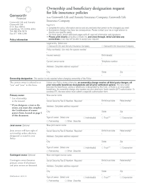 Genworth Ownership Beneficiary Designation Request Form