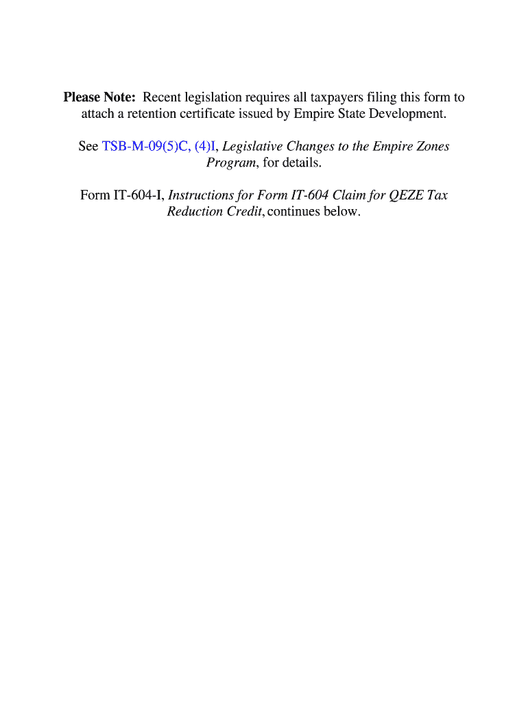 Please Note Recent Legislation Requires All Taxpayers Filing This Form to Attach a Retention Certificate Issued by Empire State 