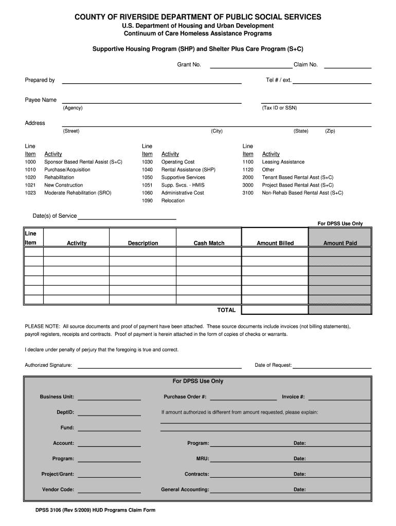 SHP Claim Form Riversidehomeless Org Riversidehomeless