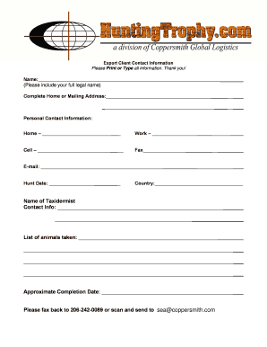 Power of Attorney and Identification Validation Hunting Trophy Com  Form