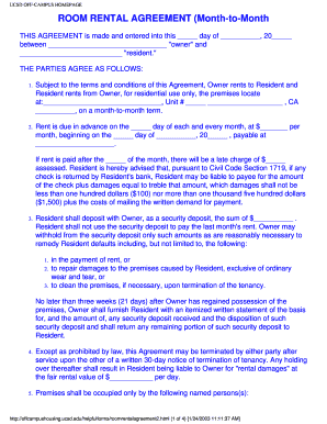 Ucsd off Campus Housing Rental Agreement Form