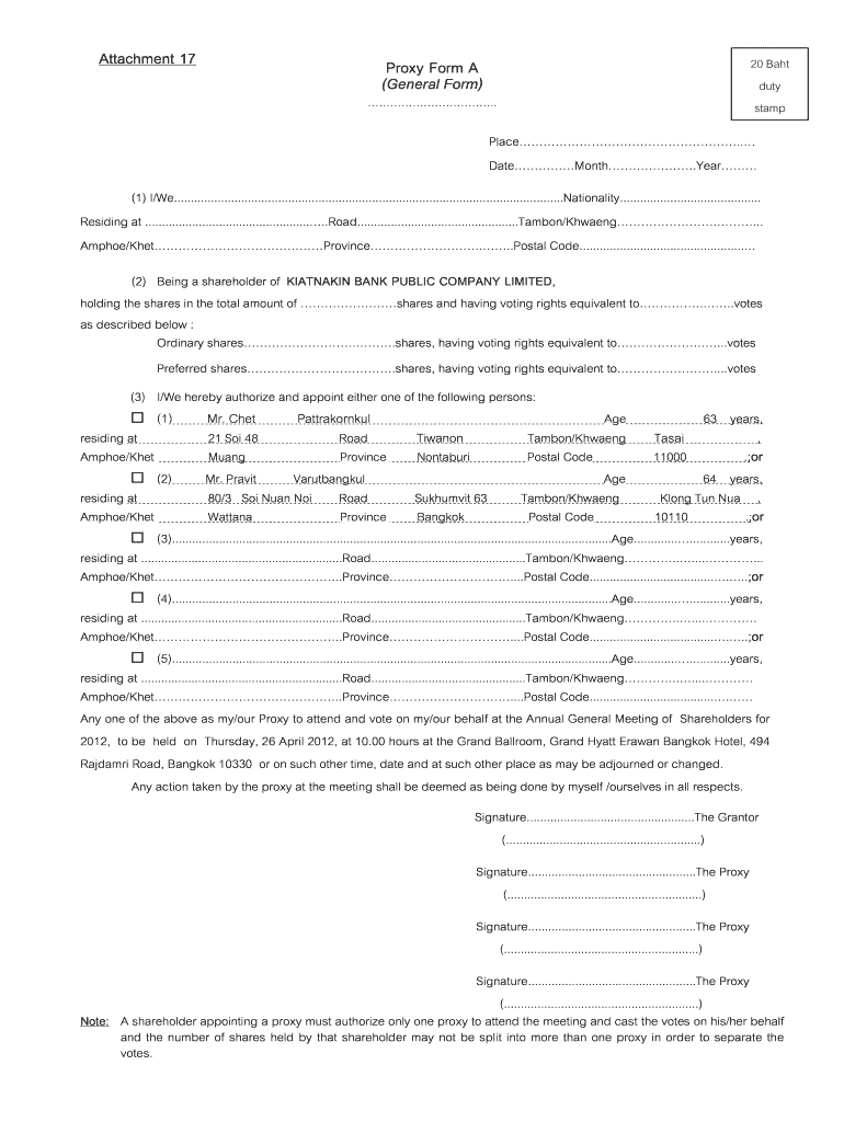 Proxy Form a General Form Attachment 17