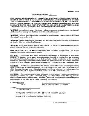 Draft No 12 13 ORDINANCE NO 14 an City of Kent  Form