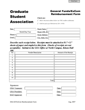 Describe Each Receipt below Receipts Must Be Attached to 8 &quot; 11 Uml  Form