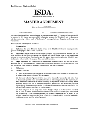 ISDA MASTER AGREEMENTLOCAL CURRENCY SINGLE JURISDICTION Blounttn  Form