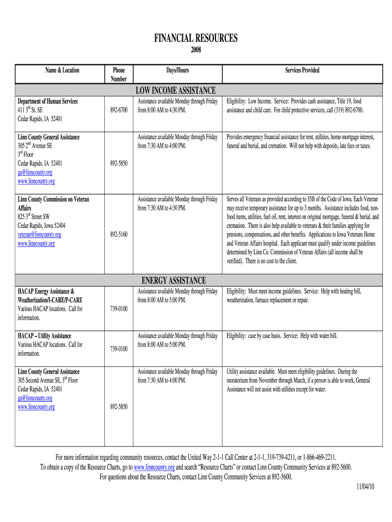 LOW INCOME ASSISTANCE  Form