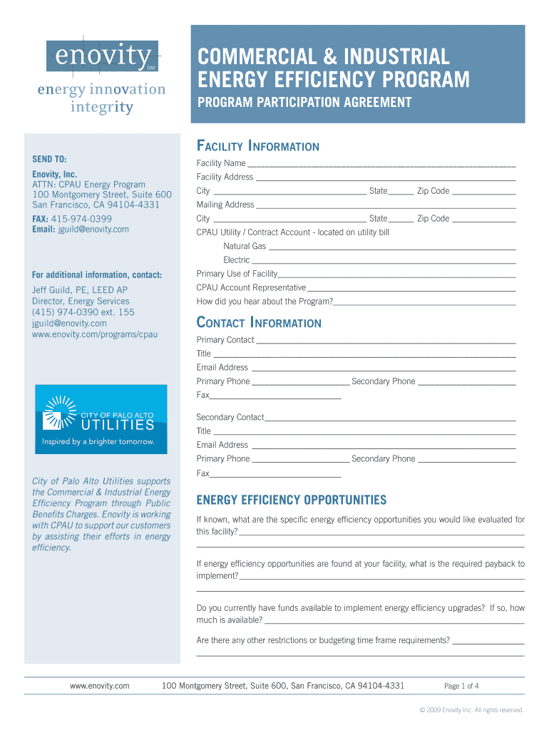 Program Participation Agreement Enovity  Form