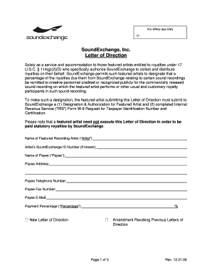 Letter of Direction Soundexchange  Form