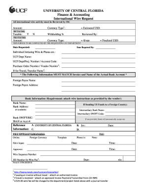 UNIVERSITY of CENTRAL FLORIDA Finance &amp; Accounting  Form