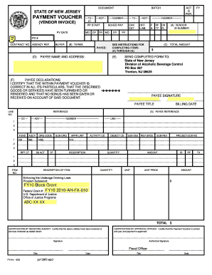 PAYMENT VOUCHER State of New Jersey Nj  Form