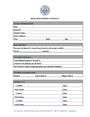  Stipend Form Template 2011-2024