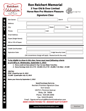 Send Purchase Form to Reichert Premiere Signature