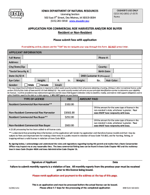 APPLICATION for COMMERCIAL ROE HARVESTER ANDOR Iowadnr  Form