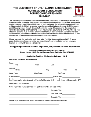 The UNIVERSITY of UTAH ALUMNI ASSOCIATION NONRESIDENT Form