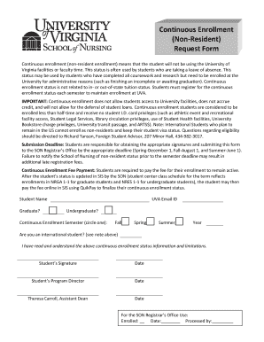 Continuous Enrollment Request Form School of Nursing