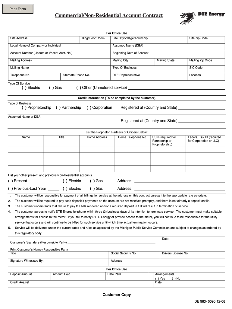 Dte Non Residential Online Fill Out And Sign Printable PDF Template 