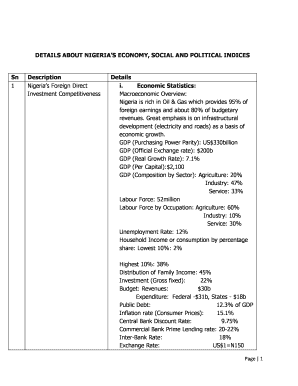 DETAILS ABOUT NIGERIAS ECONOMY, SOCIAL and POLITICAL INDICES  Form