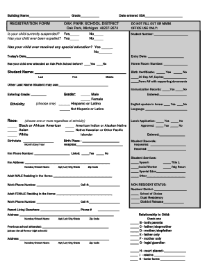 1 Registration Formpg 1 Revised Oak Park Schools