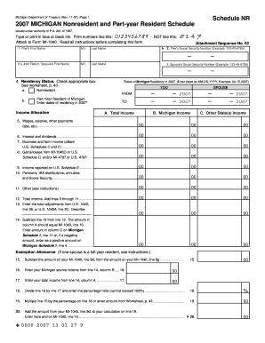 Schedule NR, Nonresident and Part Year Resident Schedule Schedule NR, Nonresident and Part Year Resident Schedule  Form