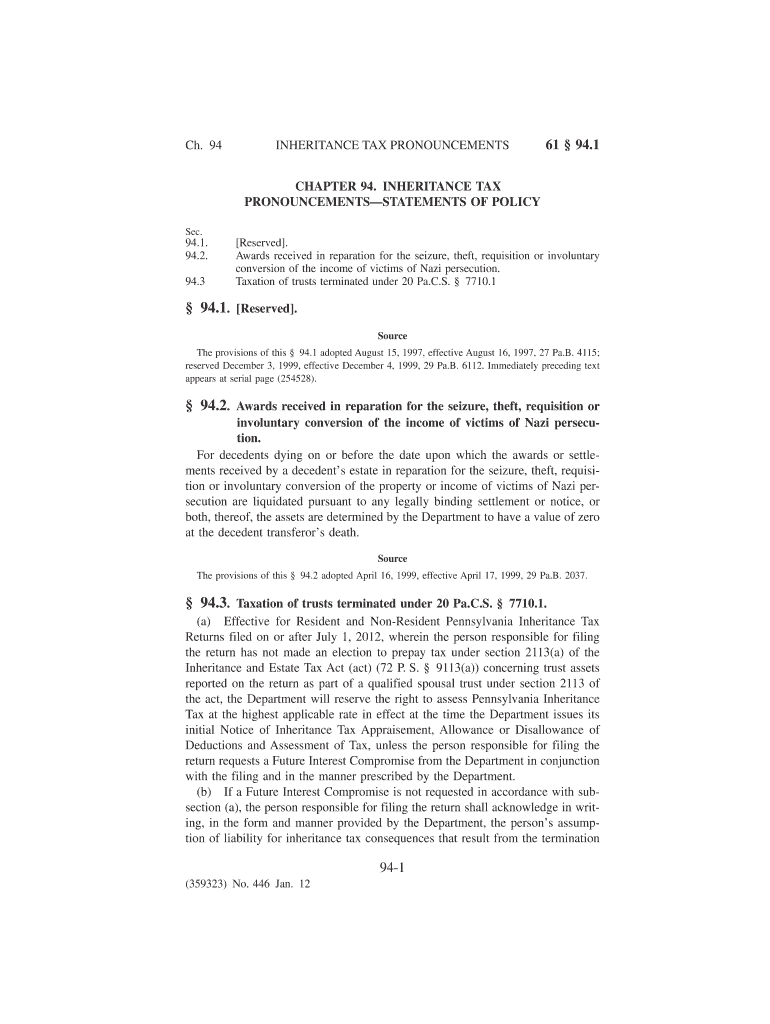 INHERITANCE TAX PRONOUNCEMENTS  Form